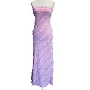 ENDLESS ROSE Ruffled Maxi Dress in Size Small Pink Pleated Chiffon